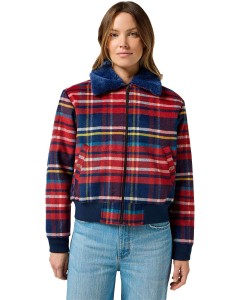 Aviator jacket red tartan