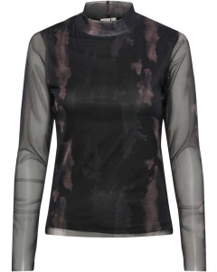 YASLOMI HIGH NECK LS TOP Black/Lomi print