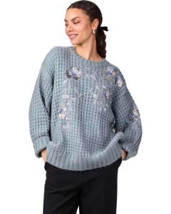 YASFINDA LS KNIT PULLOVER Dusty Blue