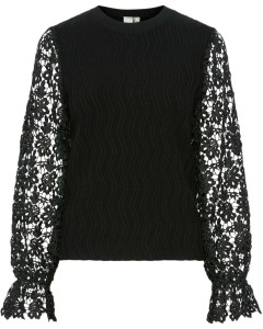 YASBLOMIRA LS KNIT PULLOVER S. Black