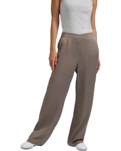 Satin wide leg trousers with e CLAY PEBBLE GREY