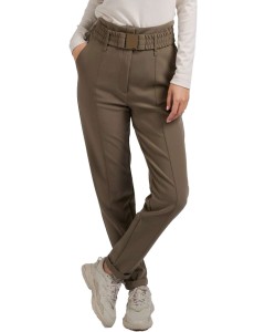 Woven high waist trousers FALCON BROWN