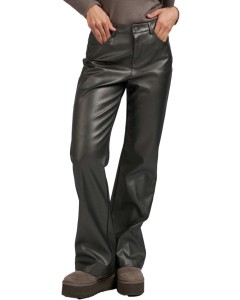 Metallic faux leather wide leg ANTHRACITE SILVER