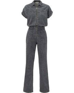 Denim jumpsuit with zipper and MEDIUM GREY DENIM