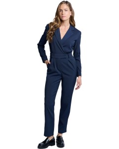 Woven longsleeve jumpsuit with OUTER SPACE BLUE