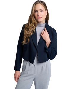 Woven cropped blazer with flap OUTER SPACE BLUE