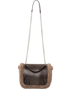 Crossbody bag with fur CHOCOLATE BROWN