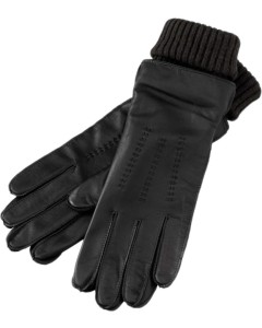 Leather gloves with knitted BLACK