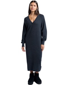 V-neck knitted dress ANTHRACITE MELANGE