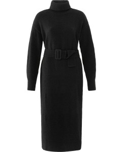 High neckline knit dress with BLACK