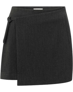 Woven mini skort with belt ANTHRACITE MELANGE