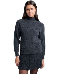 Wool mix mini skirt with stitc DARK ANTHRACITE MEL