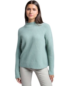 Ribbed sweater with turtleneck JADE GREEN MELANGE