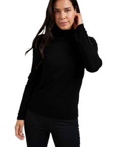 Turtleneck sweater with button BLACK