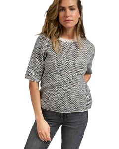 Jacquard knitted T-shirt CHALK WHITE DESSIN