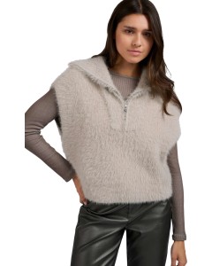 Sleeveless fluffy sweater DOVE GRAY