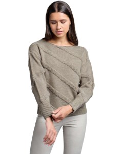 Diagonal boucle stripe sweater DOVE GRAY MELANGE