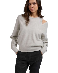 Deep V-neck sweater with top MOONSTRUCK GREY