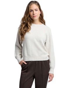 Rib mixed sweater ls OFF WHITE MELANGE