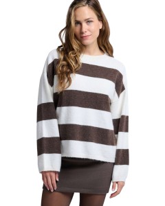 Oversized block stripe sweater CHOCOLATE BROWN DES