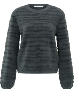 Fur jaquard sweater ls DARK METAL GREY