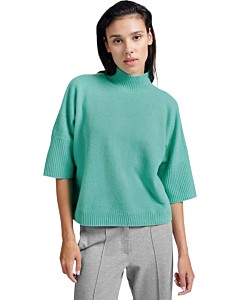 Ribbed high neck sweater POOL BLUE