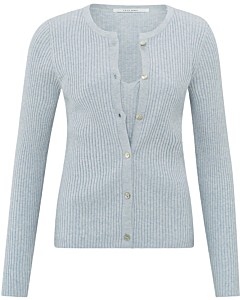 Faux layered ribbed cardigan GRAY DAWN BLUE MELAN