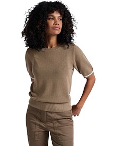 Textured short-sleeve sweater CARIBOU BROWN