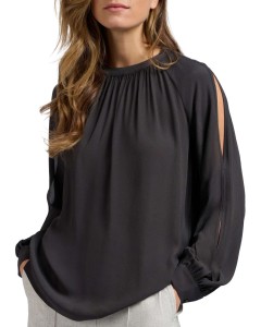 Woven top with open sleeve ANTHRACITE
