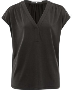 Jersey top with V-neck LICORICE BLACK