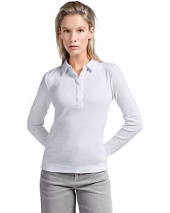 Polo top in fine ribbed fabric PURE WHITE