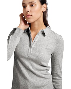 Polo top in fine ribbed fabric MEDIUM GREY MELANGE