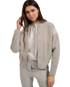 Knitted bomber jacket with nub DOVE GRAY