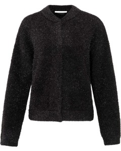 Glitter furry bomber cardigan BLACK