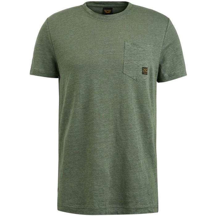 PME Legend Short sleeve r neck linen jersey balsam green