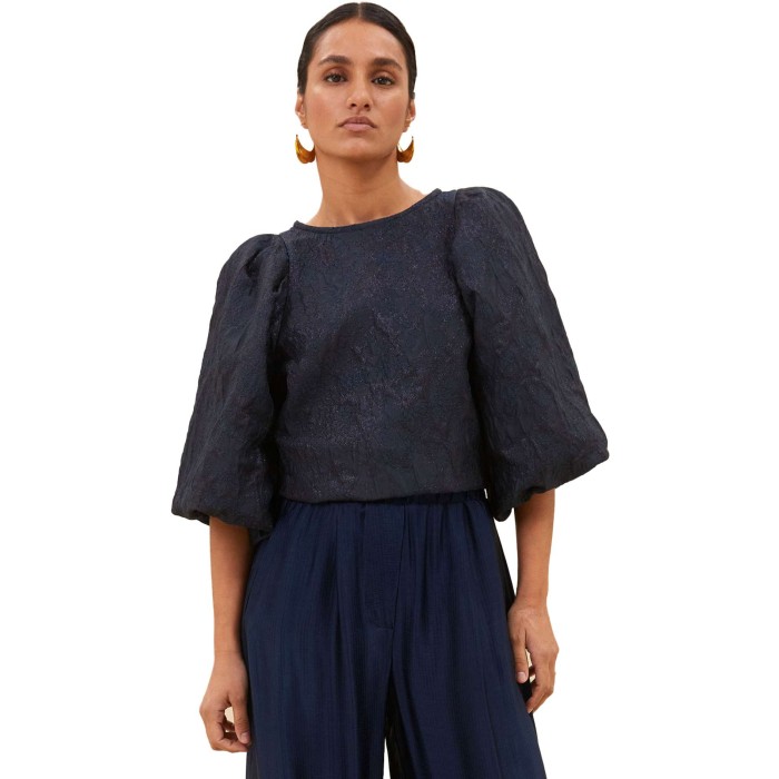 Zasu Jacquard Blouse Midnight