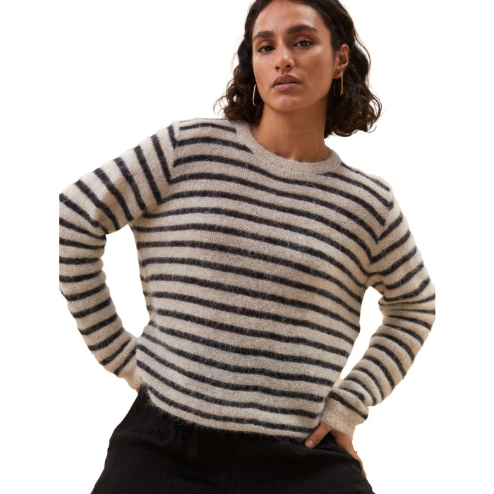 Gwen thin stripe pullover sand