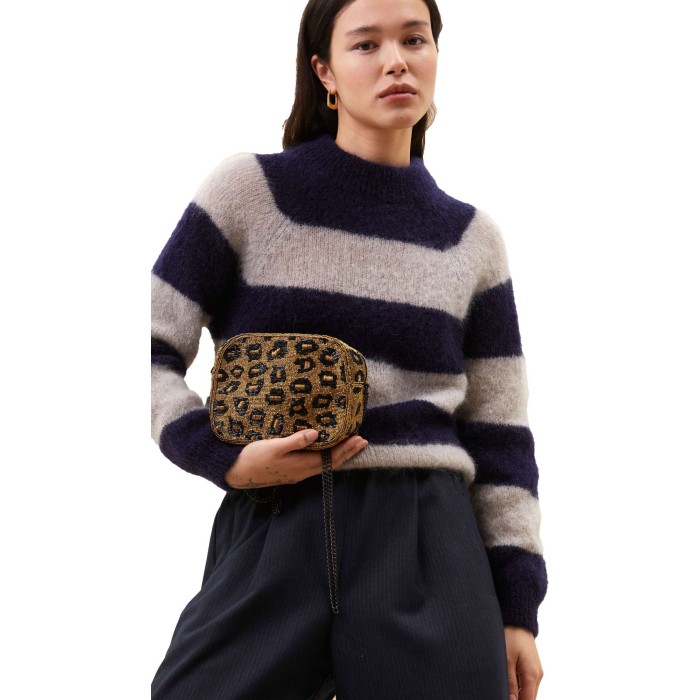 Sian stripe pullover midnight blauw