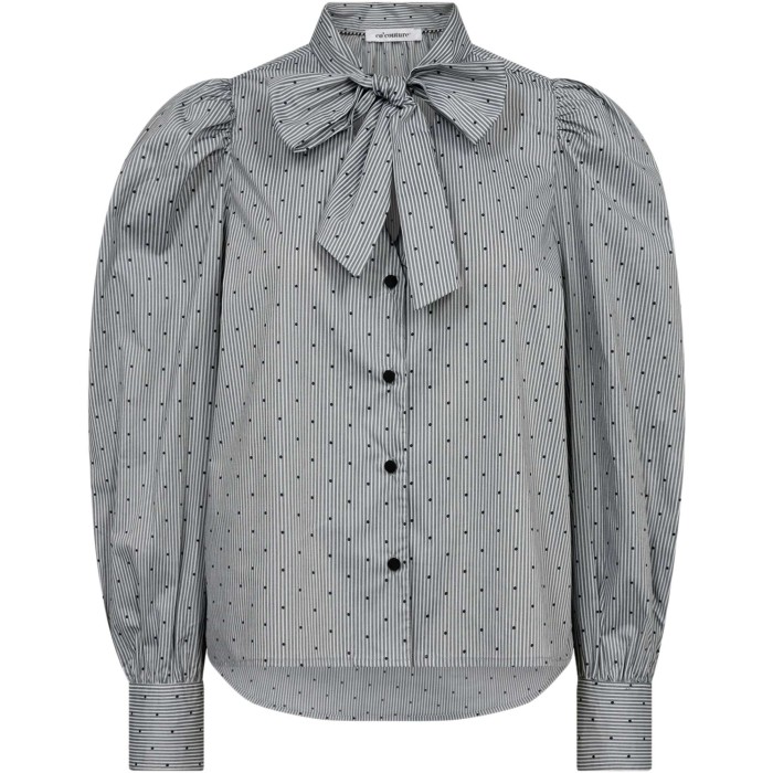 Stripe CC dot bow shirt licht grey