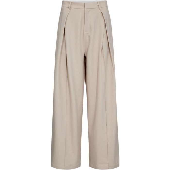 NancyCC Pleat long pant bone