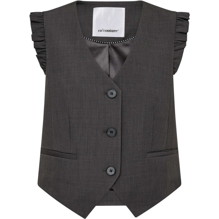 Liane CC frill tailor vest dark grey