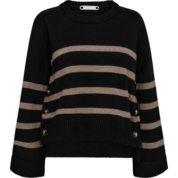 MajaCC O button stripe knit navy