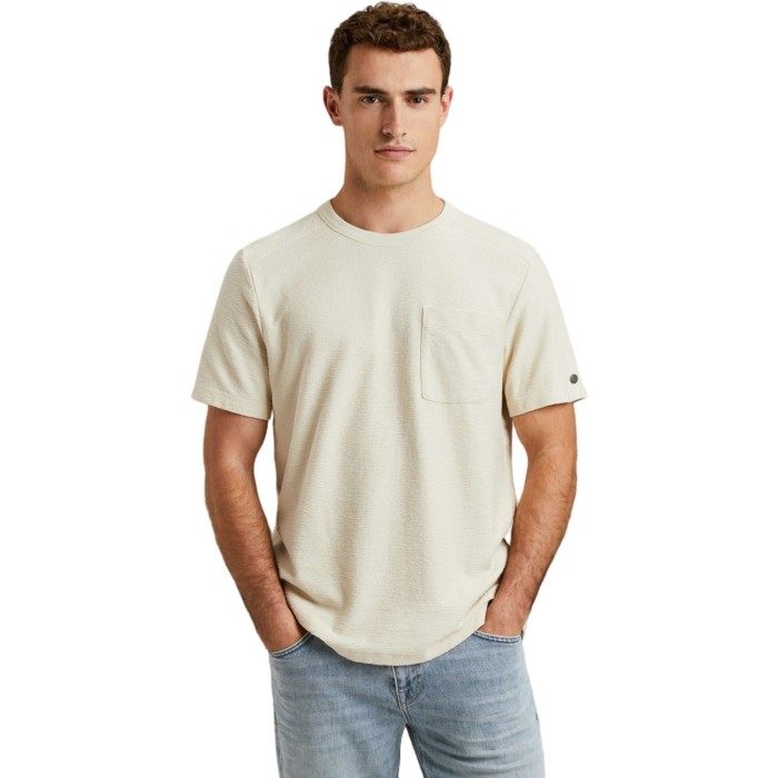 Short sleeve r-neck regular fit st Almond Milk