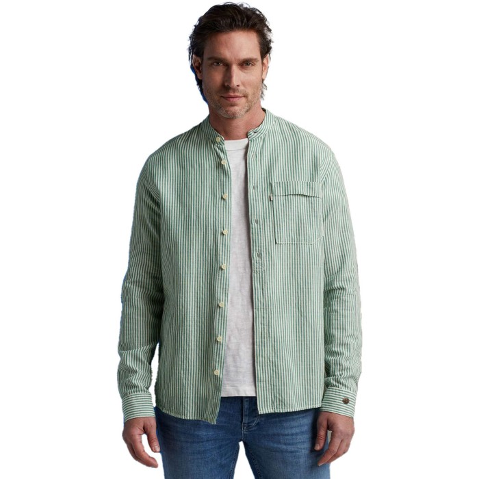 Long sleeve shirt co li dobby stri galapagos green