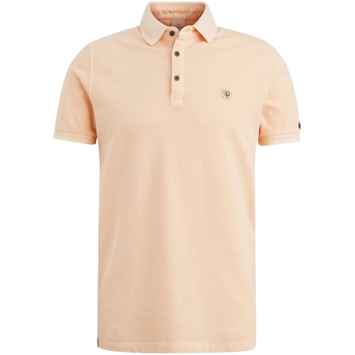 Polo korte mouw pique garment dyed bleached aprico