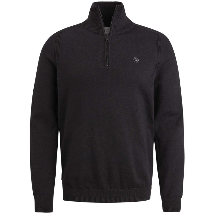 Half zip collar cotton stretch Black