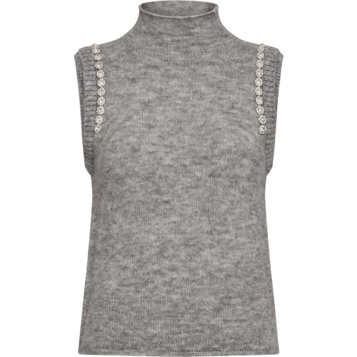 CMibra knitted spencer rhinestones light grey melé