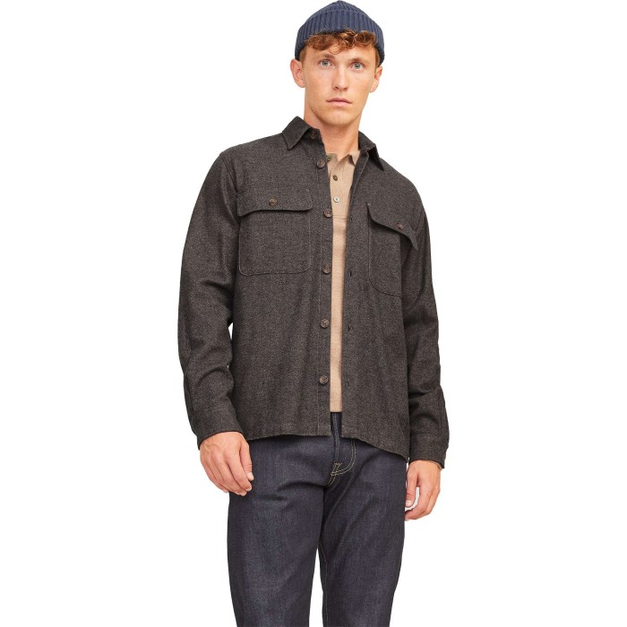 JPRRAYMOND MELANGE SOLID LS OVERSHIRT SN Slate Bla