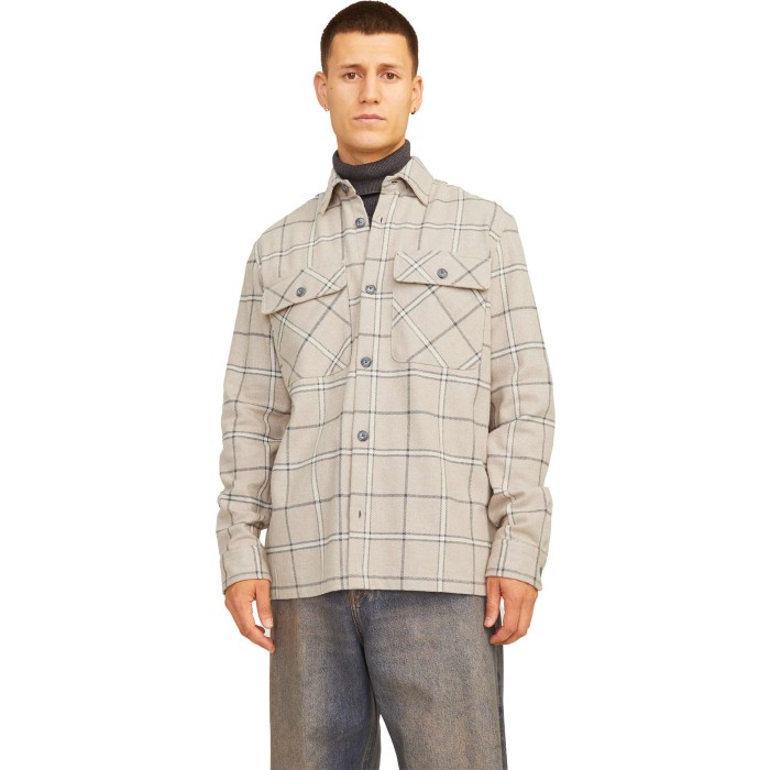 JPRRAYMOND MELANGE CHECK LS OVERSHIRT SN Pure Cash