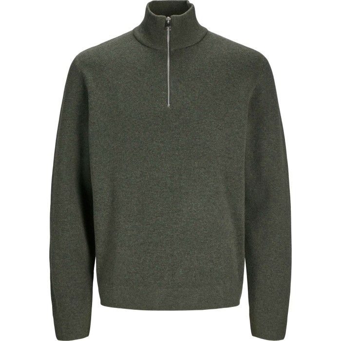 JPRBLAMILANO STITCH KNIT HALF ZIP SN Greige/Melang